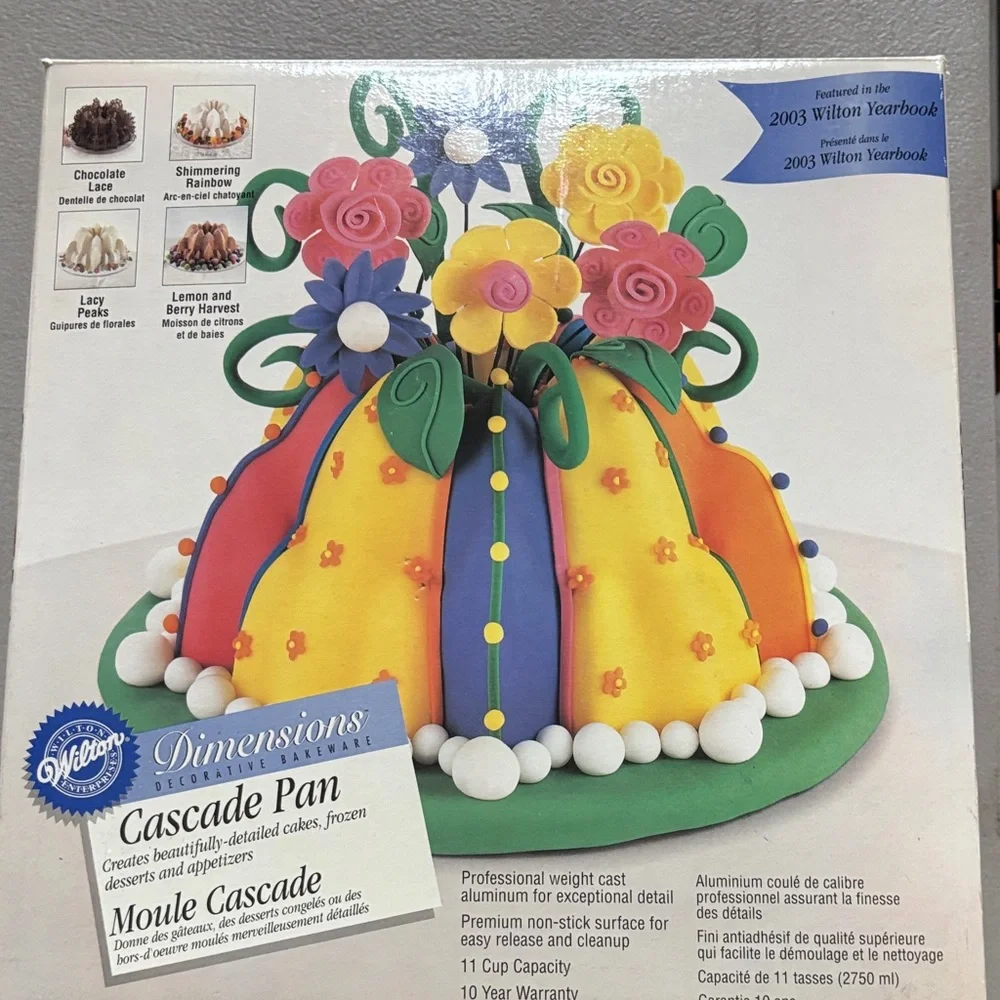 Wilton Yellow, Pink, Blue and Green Decorative Cascade Cake Pan